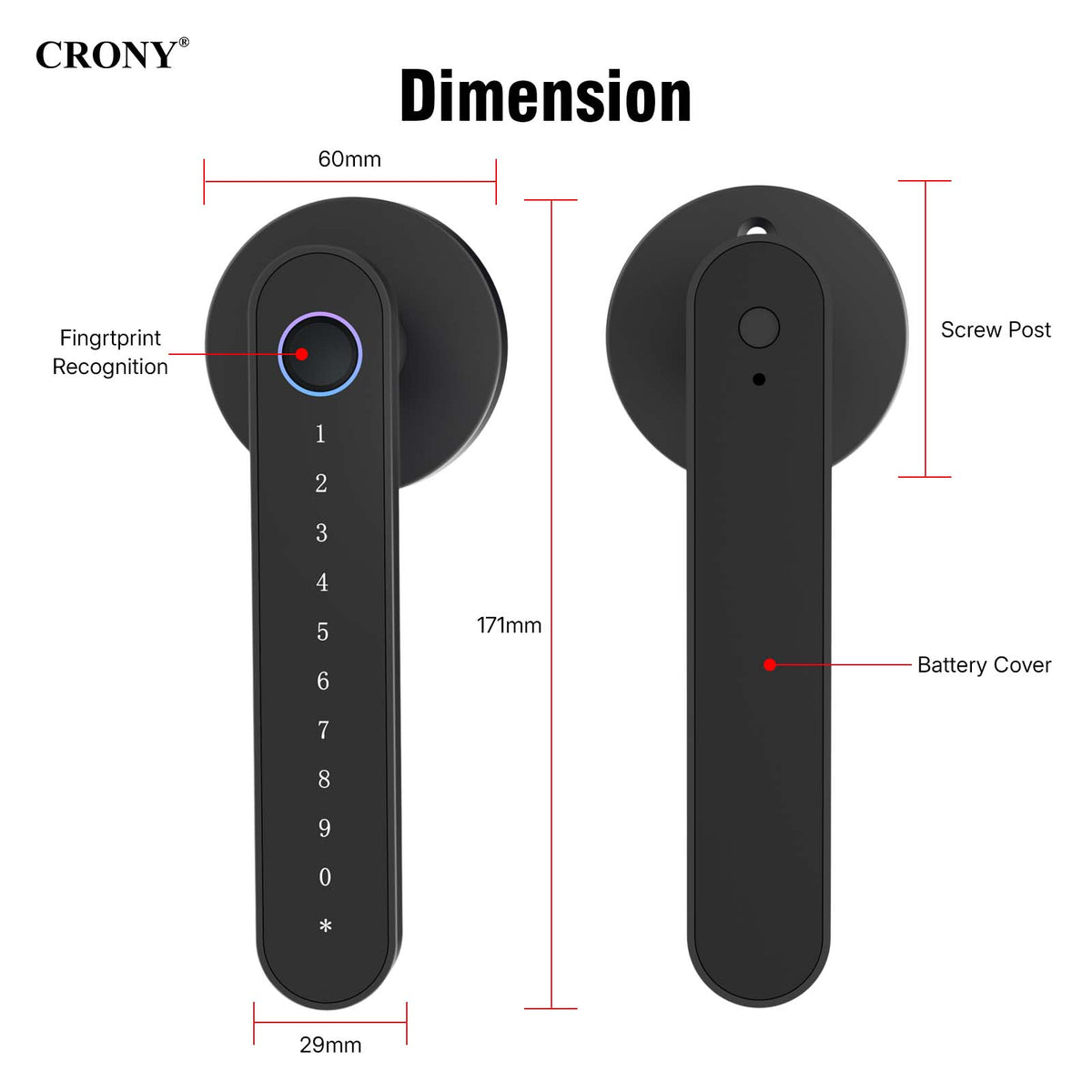 TAZEET MJ-S4-DD Bluetooth smart door lock – image 3