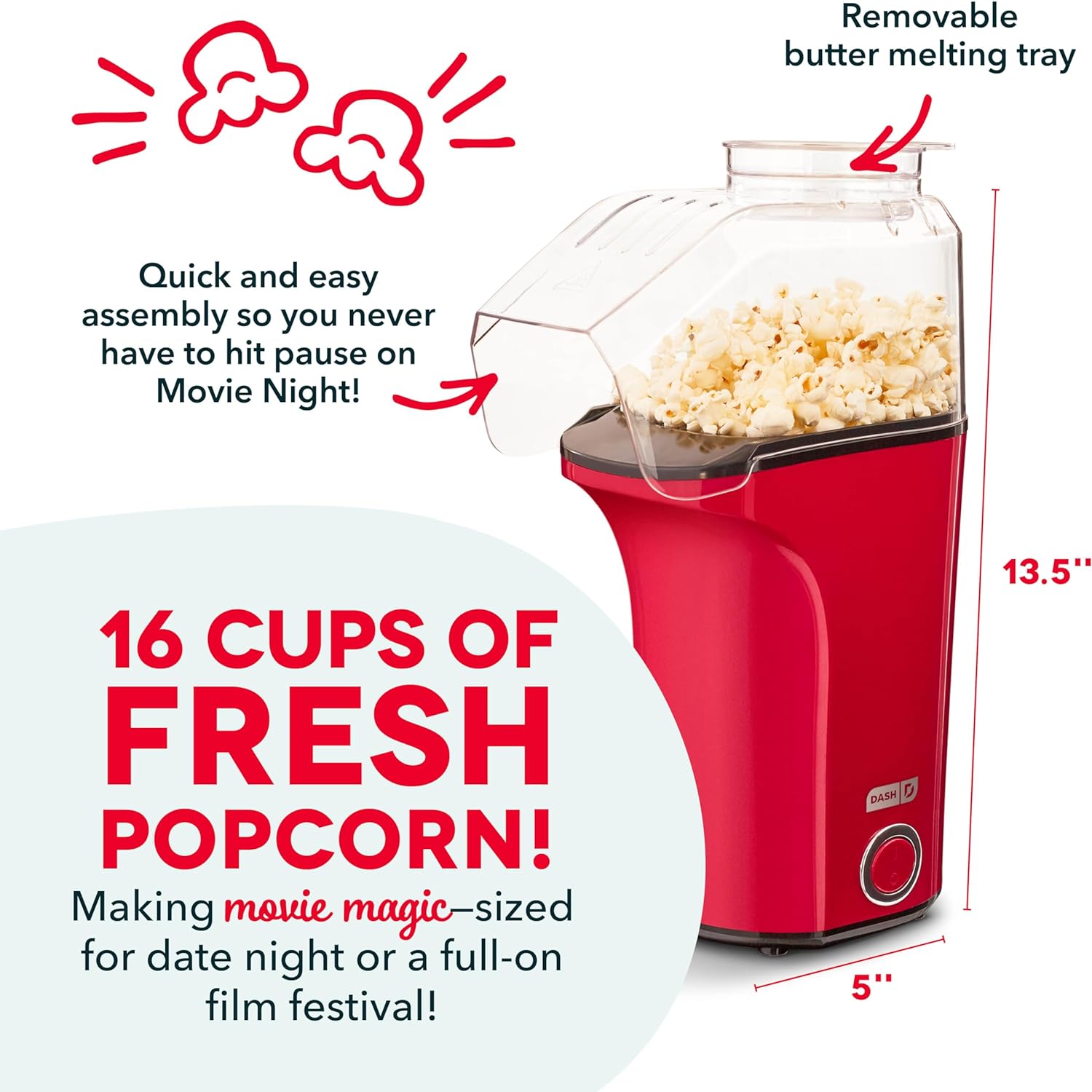 Tazeet Portable Popcorn Maker Machine - Lightweight, User - Friendly, and Oil - Free | Available Across UAE - Tazeet.com