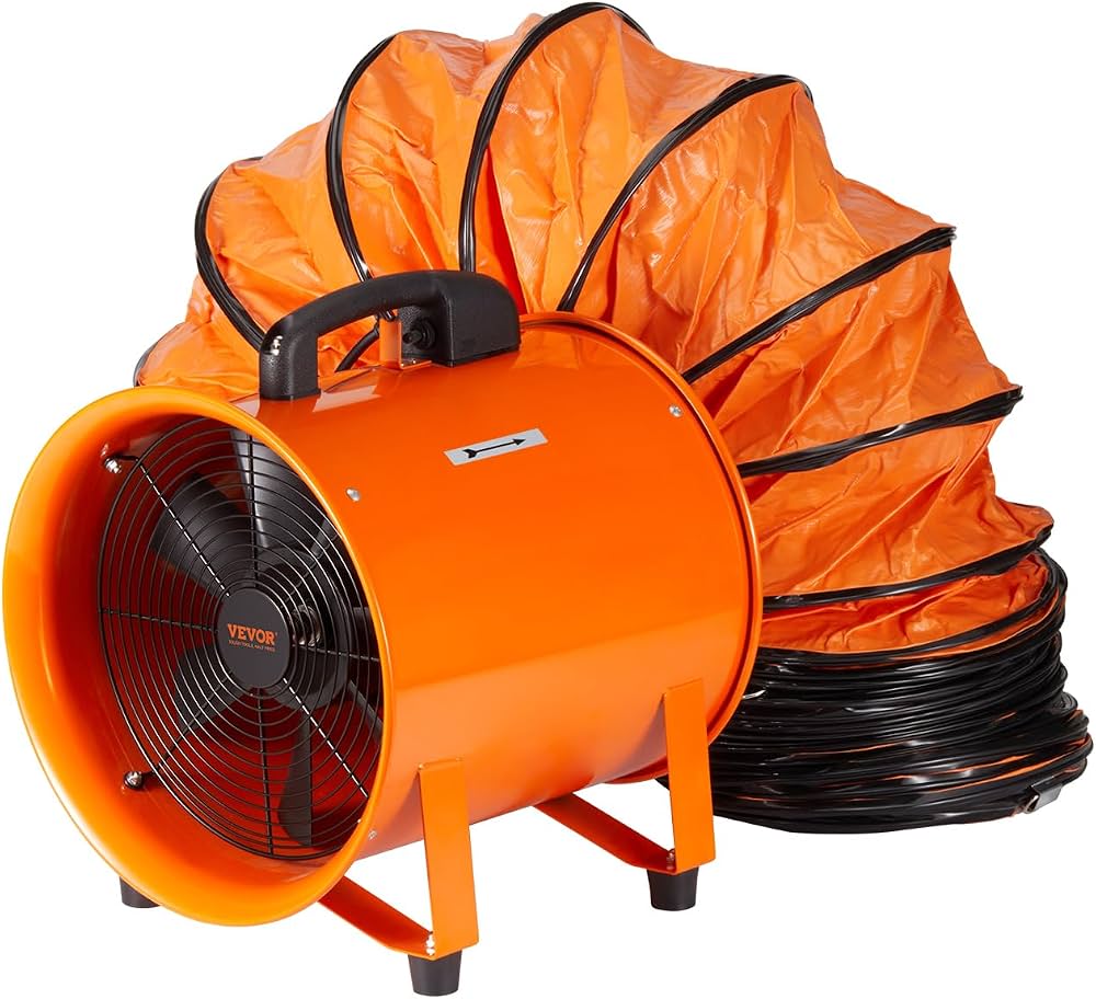TAZEET 10-inch portable ventilator fan with duct hose - main view