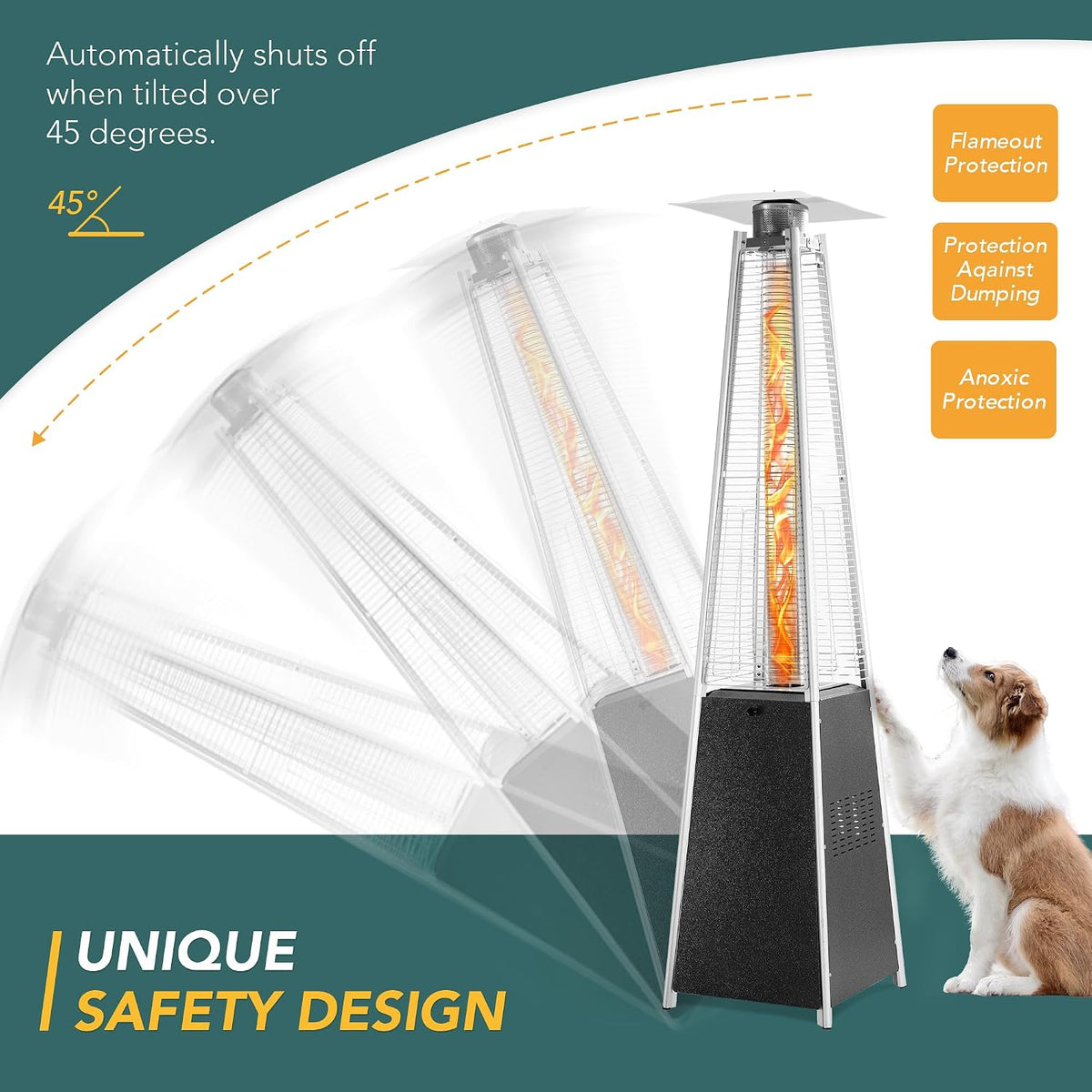 TAZEET pyramid propane patio heater with protective cover — gallery view 4