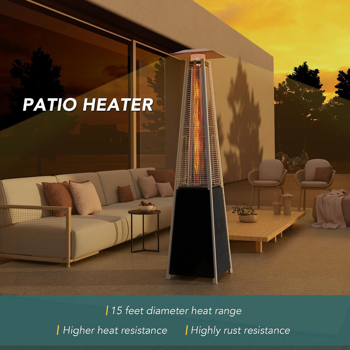 TAZEET pyramid propane patio heater with protective cover — gallery view 7