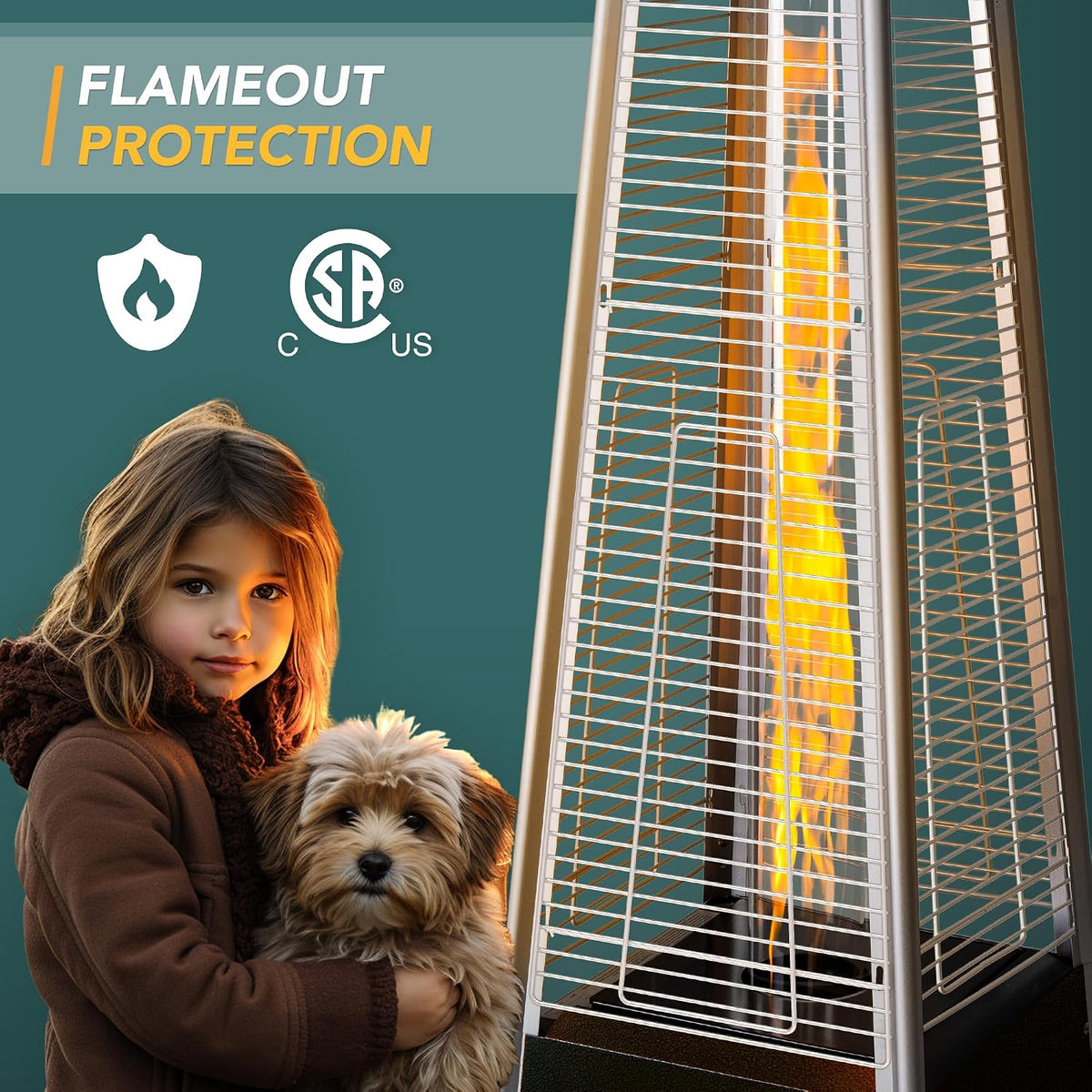 TAZEET pyramid propane patio heater with protective cover — gallery view 10