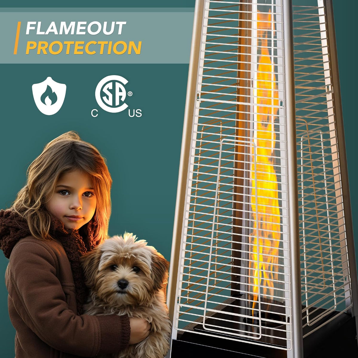 TAZEET pyramid propane patio heater with protective cover — gallery view 17