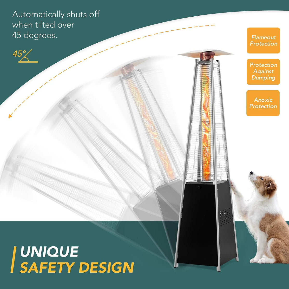 TAZEET pyramid propane patio heater with protective cover — gallery view 18