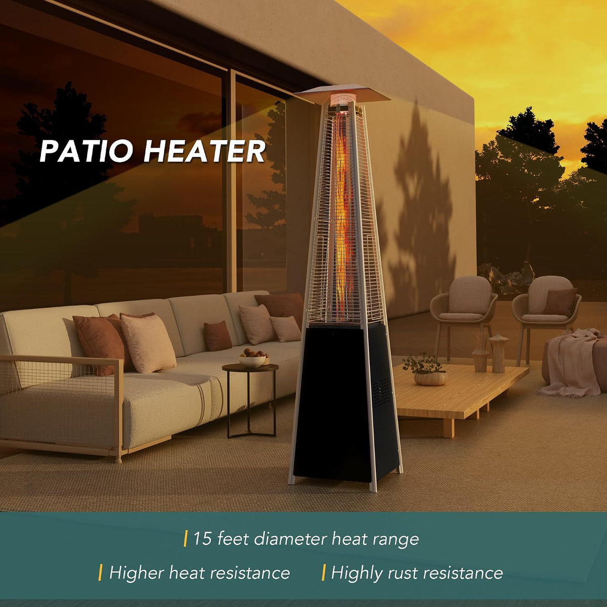 TAZEET pyramid propane patio heater with protective cover — gallery view 21