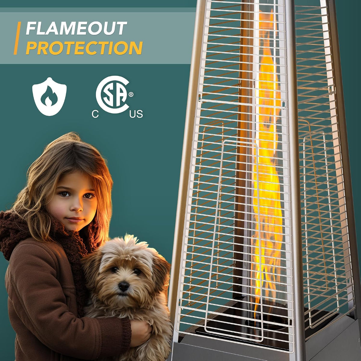 TAZEET pyramid propane patio heater with protective cover — gallery view 24