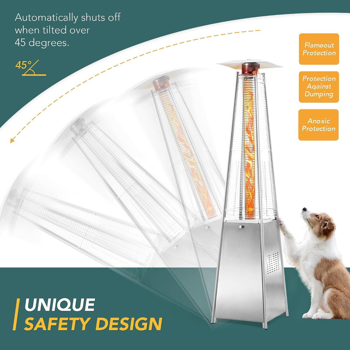 TAZEET pyramid propane patio heater with protective cover — gallery view 25