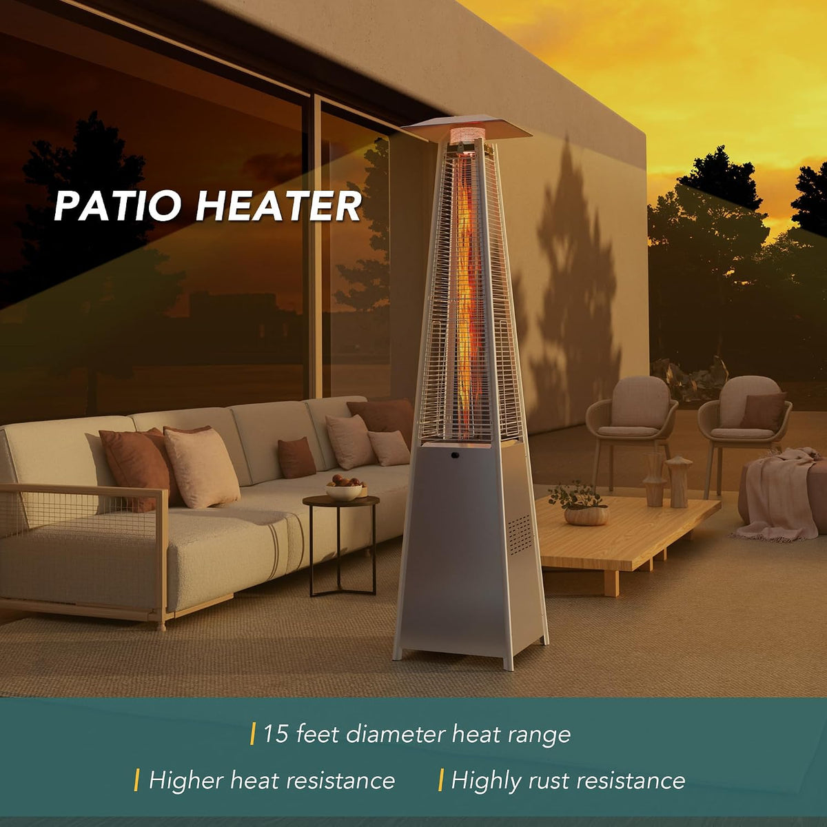 TAZEET pyramid propane patio heater with protective cover — gallery view 28