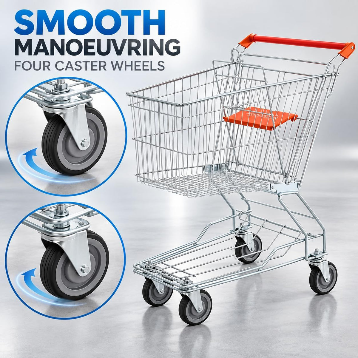 TAZEET shopping trolley with four swivel caster wheels