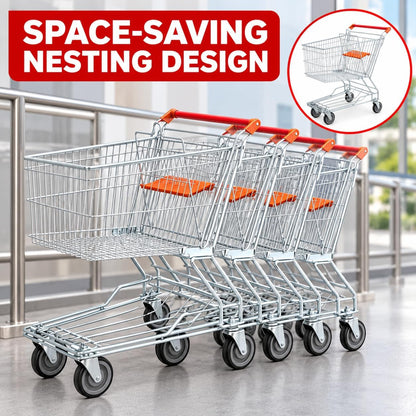 TAZEET metal shopping trolleys nested together for compact storage
