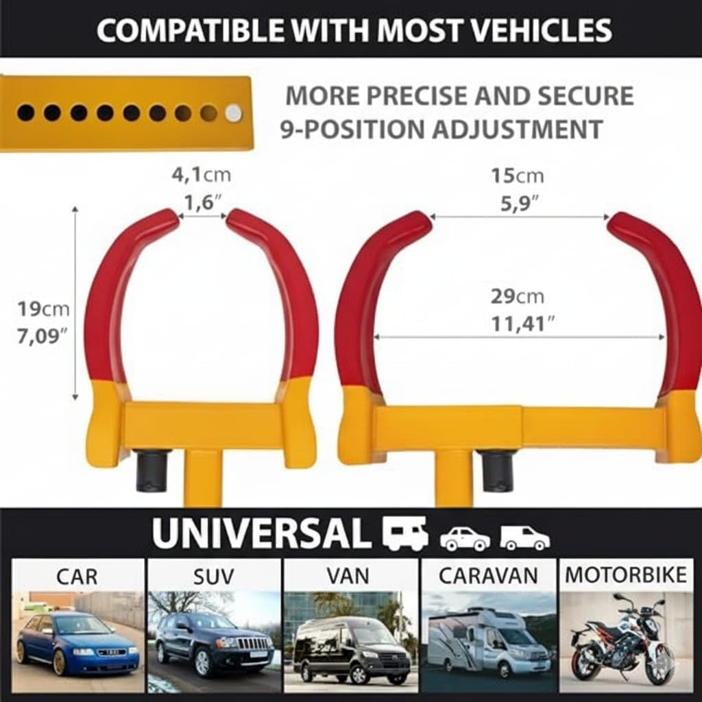 TAZEET adjustable wheel clamp locking mechanism