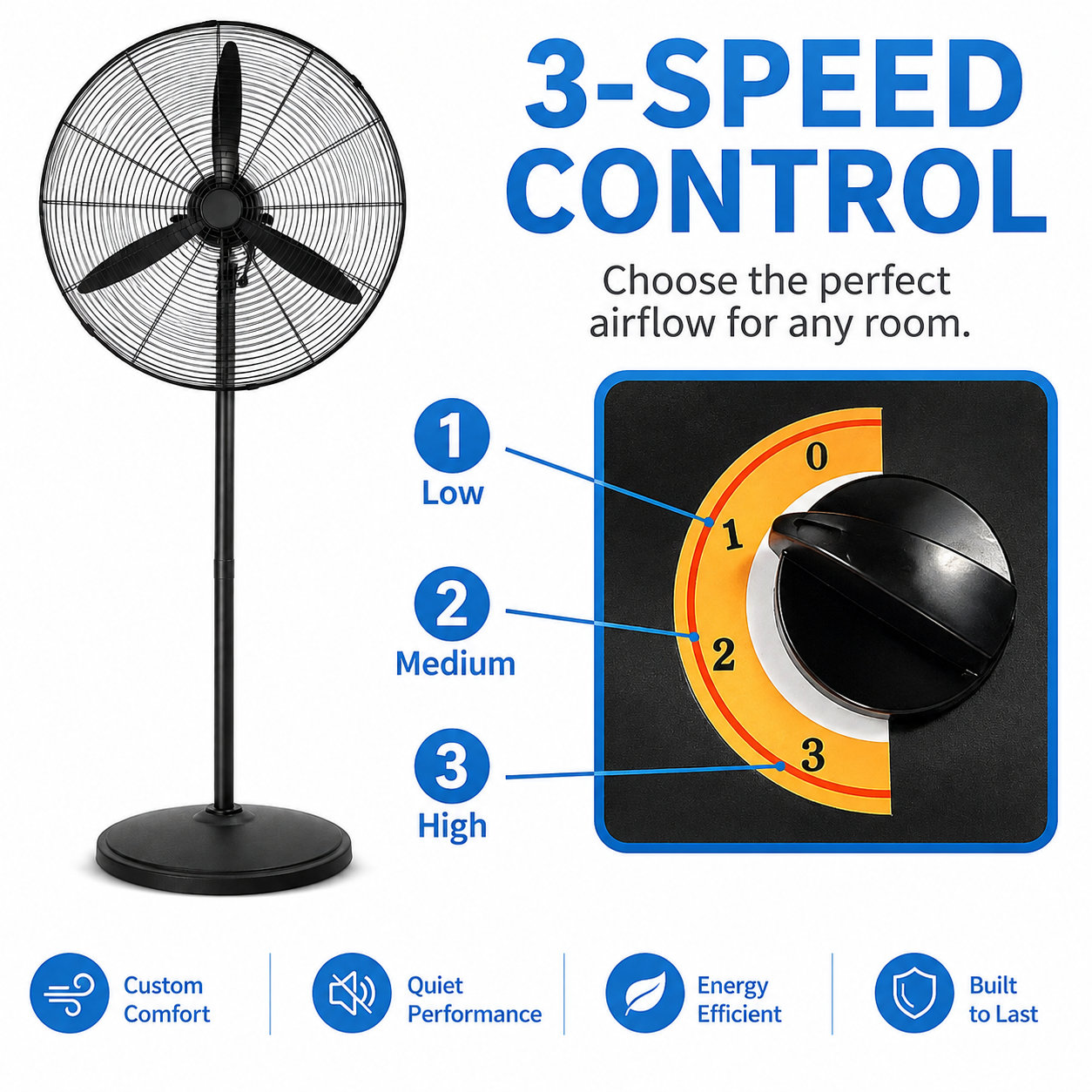 TAZEET metal pedestal fan for warehouse workshop and factory cooling