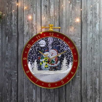 Musical Snowing Christmas Ball Wall Clock – LED Lights & Traditional Melodies Christmas Decoration for Wall & Fireplace