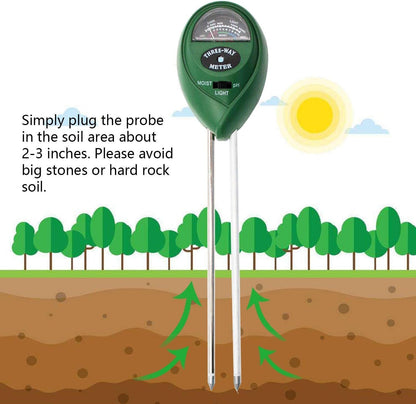 Title: Soil Moisture Meter - 3 - in - 1 Soil Test Kit for PH, Light & Moisture | Plant Tester for Home, Farm, Lawn, Indoor & Outdoor | No Battery Needed - Tazeet.com