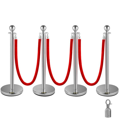 TAZEET Gold & Silver Queue Barrier Posts with 1.5M Red Velvet Rope – Stainless Steel Stanchion Rope Divider (2PCS Set) – Luxury Crowd Control for Hotels, Events & VIP Areas UAE