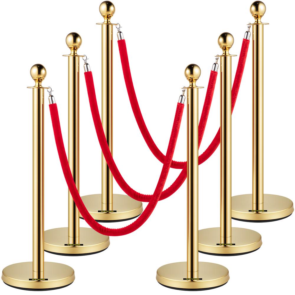 TAZEET Gold & Silver Queue Barrier Posts with 1.5M Red Velvet Rope – Stainless Steel Stanchion Rope Divider (2PCS Set) – Luxury Crowd Control for Hotels, Events & VIP Areas UAE