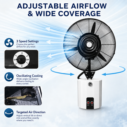 TAZEET 26 and 30 inch wall-mounted misting fan cooling system
