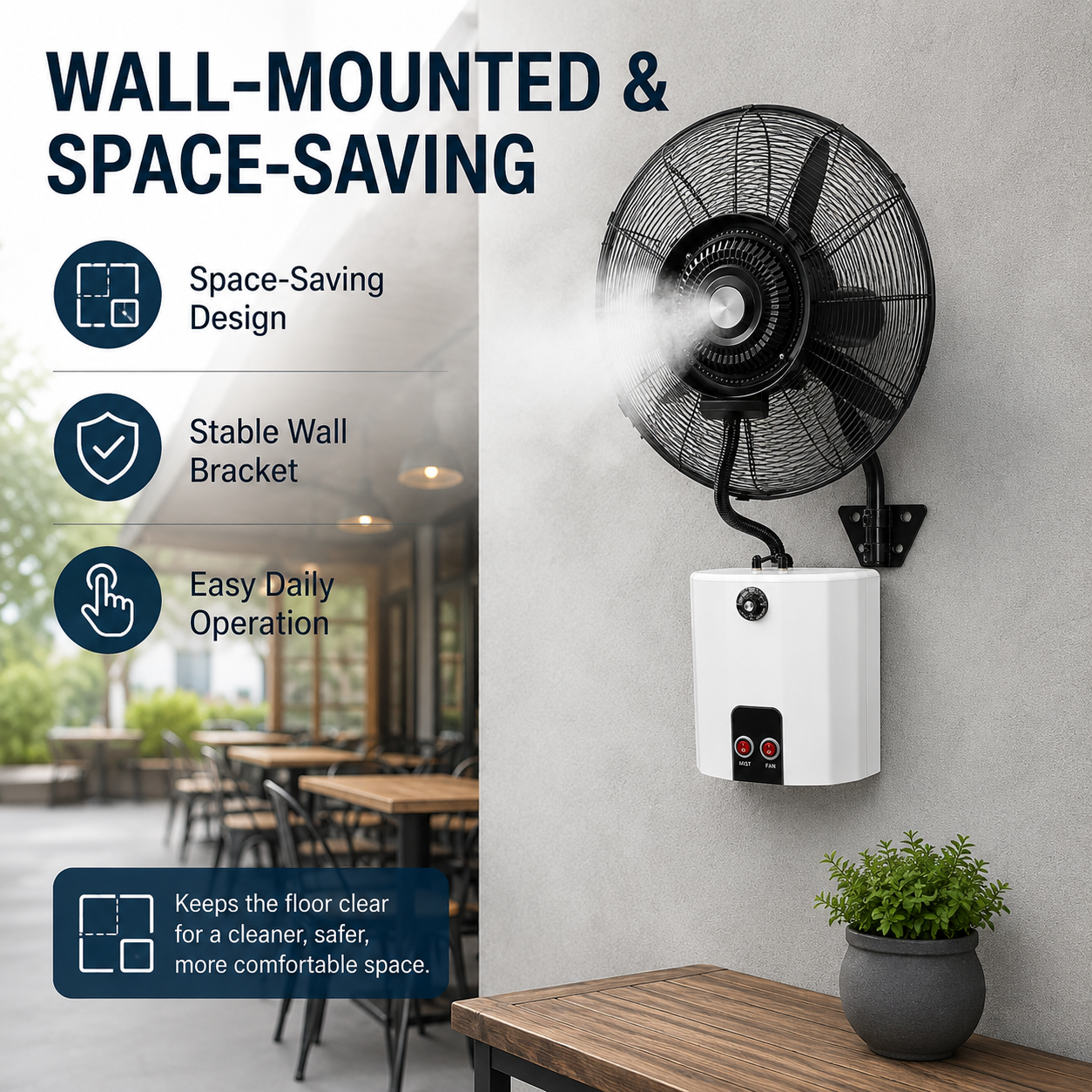 26 inch and 30 inch wall-mounted misting fan by TAZEET