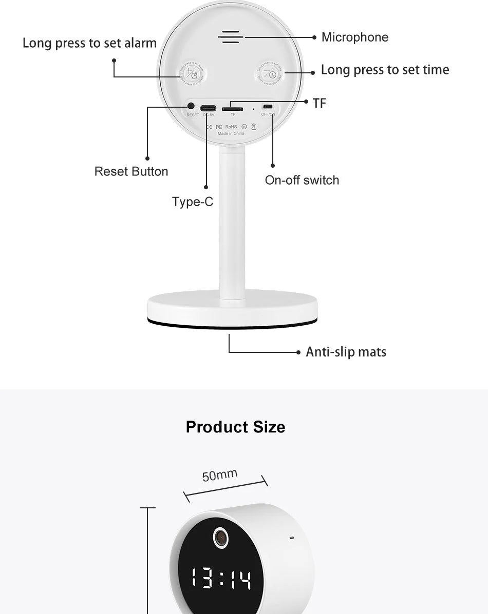 X8-1080P Wi-Fi Clock Camera | Wireless Home Security Cam with Night Vision & Two-Way Audio - Tazeet.com