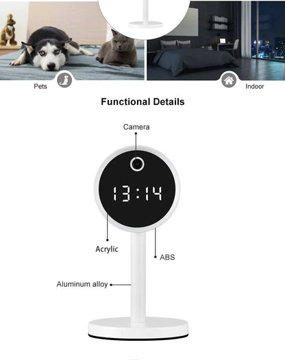 X8-1080P Wi-Fi Clock Camera | Wireless Home Security Cam with Night Vision & Two-Way Audio - Tazeet.com
